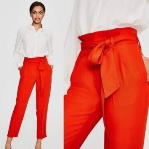 Boden Melina Orange High Waist Taper Trousers Pants - Picture 7 of 13